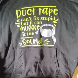 Black Hoodie with Duct Tape Graphic